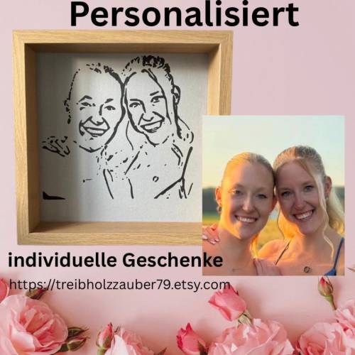Portrait als Geburtstagsgeschenk – Personalisiertes geplottetes Portrait für Haustier, Familie & Freunde