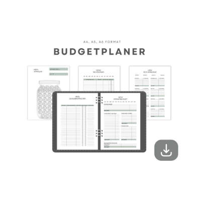 Budgetplaner, Haushaltsplaner, Finanzplaner A4, A5 & A6, zum Ausdrucken als PDF Download, Monatliches Budget, Sparchalle