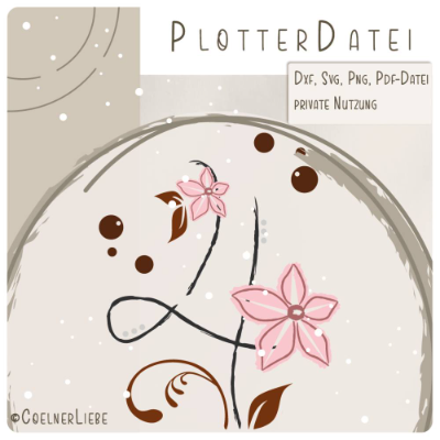 Plottdesign Geburtstagsblume Zahl 4 – Florale Plotterdatei für Geburtstage & DIY