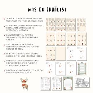 Wichtelbriefe mit 24 Wichtelgeschichten editierbar zum Ausdrucken, Wichtelzubehör Post Set Adventskalender Bild 2