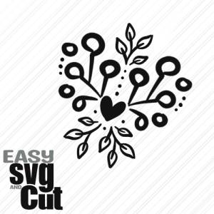 Mandala Dots Liebe und Blätter SVG Vektorgrafik Plotterdatei Lasercut Bild 1
