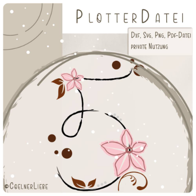 Plottdesign Geburtstagsblume Zahl 5 – Florale Plotterdatei für kreative Geburtstagsdeko