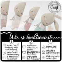 Geburtsposter mit Hase MINT (Druck & editierbar) Geburtsanzeige Geschenk zur Geburt Bild 3
