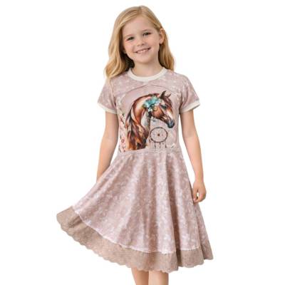 Handgefertigte Sommerkleider Boho Style als Drehkleider - Einschulungskleid Mädchen Größe 128 - 140