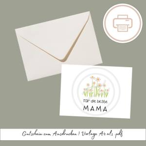 Muttertagskarte zum Ausdrucken, druckbares Last Minute Geschenk Druckvorlage Printables Geschenk zum Muttertag Bild 1
