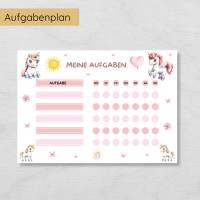 Einhorn Aufgabenplan und Belohnungsplan für Kinder zum Ausdrucken, PDF Mädchen Routineplan Bild 3