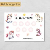 Einhorn Aufgabenplan und Belohnungsplan für Kinder zum Ausdrucken, PDF Mädchen Routineplan Bild 4