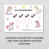Einhorn Aufgabenplan und Belohnungsplan für Kinder zum Ausdrucken, PDF Mädchen Routineplan Bild 5