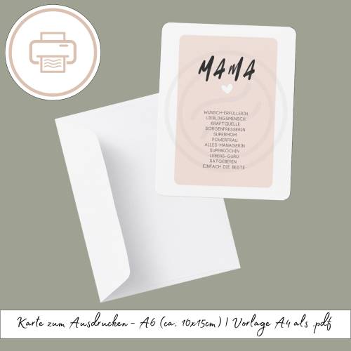 Muttertagskarte zum Ausdrucken, druckbares Last Minute Geschenk Druckvorlage Printables Geschenk zum Muttertag