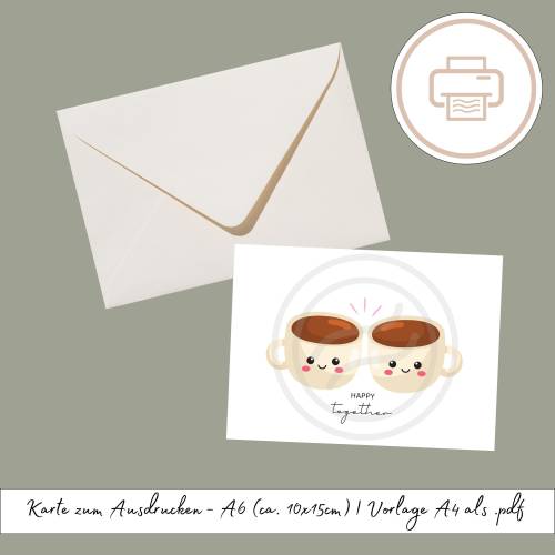 Karte Happy Together zum Ausdrucken, druckbares Last Minute Geschenk Druckvorlage Geschenk für Lieblingsmenschen