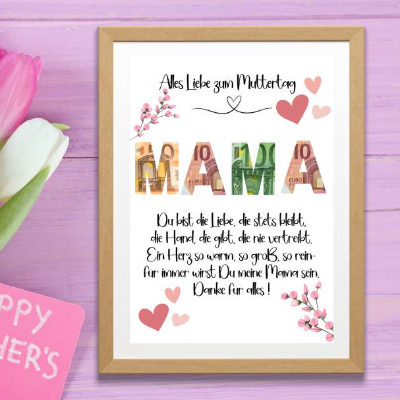 Muttertag Geldgeschenk Digital - Wunscherfüller zu Muttertag,  A4 , Sofort Download, Zum Ausdrucken, Last-Minute