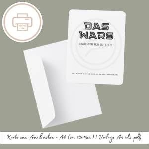 Lustige Jugendweihekarte zum Ausdrucken, druckbares Last Minute Geschenk | Druckvorlage, Geschenk zur Jugendweihe Bild 1
