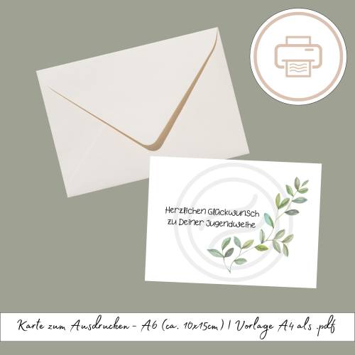 Jugendweihekarte zum Ausdrucken, druckbares Last Minute Geschenk | Druckvorlage, Printables Geschenk zur Jugendweihe