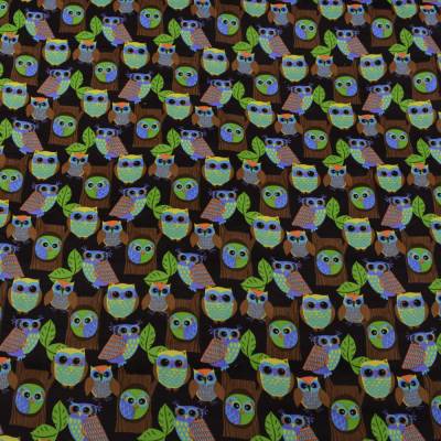 Feinkord  Cord Stoff  Babycord  Eulen  Braun