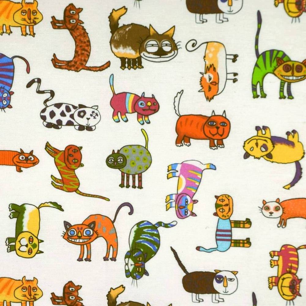 Baumwolle Beschichtet Baumwollstoffe Katzenmotiv Stoff