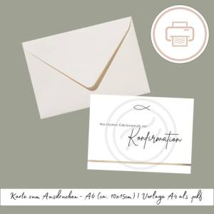 Konfirmationskarte zum Ausdrucken, druckbares Last Minute Geschenk | Druckvorlage, Printables Geschenk zur Konfirmation Bild 1