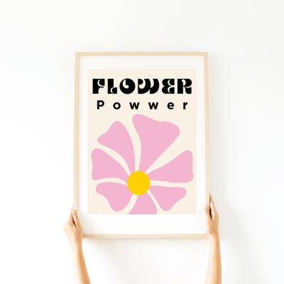 Blumen Flower Power Poster -  Küche Esszimmer Wandkunst - Digital Poster Druck Download