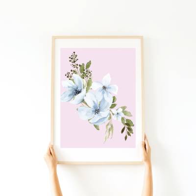Blumen Flower Aquarell Watercolor Poster - Wall Art Küche Esszimmer Wandkunst - Digital Poster Druck Download