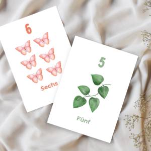 Zahlen Karten von 1-10,  Zahlen lernen, Interesse an Zahlen wecken, PDF Download zum Ausdrucken, Montessori inspiriert Bild 5