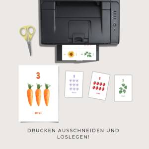 Zahlen Karten von 1-10,  Zahlen lernen, Interesse an Zahlen wecken, PDF Download zum Ausdrucken, Montessori inspiriert Bild 6