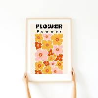 Blumen Flower Power Poster -  Küche Esszimmer Wandkunst - Digital Poster Druck Download Bild 1