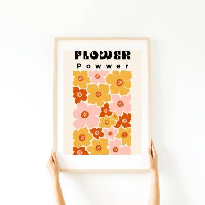 Blumen Flower Power Poster -  Küche Esszimmer Wandkunst - Digital Poster Druck Download