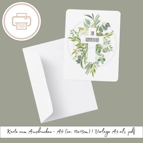 Konfirmationskarte zum Ausdrucken, druckbares Last Minute Geschenk | Druckvorlage, Printables Geschenk zur Konfirmation