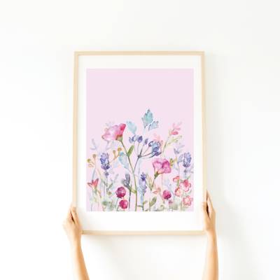 Blumen Flower Aquarell Watercolor Poster - Wall Art Küche Esszimmer Wandkunst - Digital Poster Druck Download