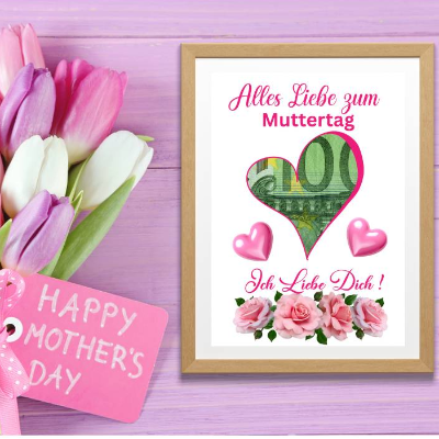 Muttertag Geldgeschenk Digital - Wunscherfüller zu Muttertag,  A4 , Sofort Download, Zum Ausdrucken, Last-Minute