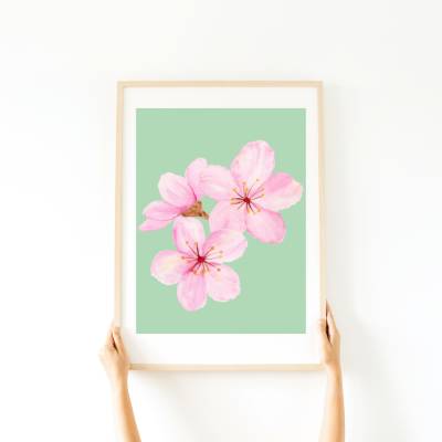 Blumen Flower Aquarell Watercolor Poster - Wall Art Küche Esszimmer Wandkunst - Digital Poster Druck Download