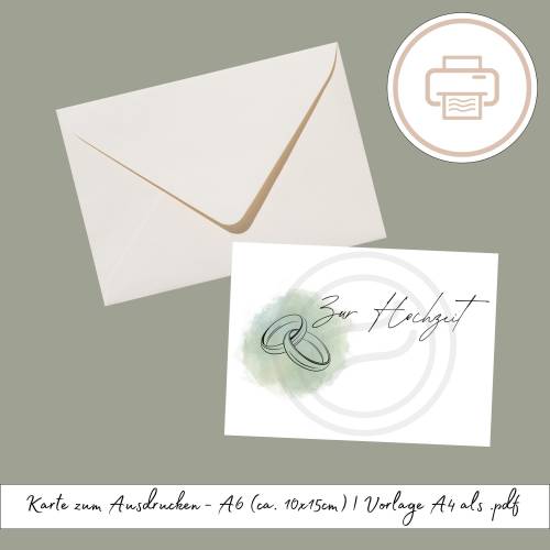 Hochzeitskarte zum Ausdrucken, druckbares Last Minute Geschenk | Druckvorlage, Printables Geschenk zur Hochzeit
