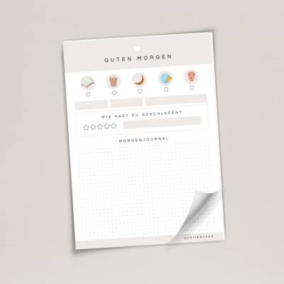 A5 Morgenjournal Notizblock – Selfcare Routine, 25 Seiten, 90g Papier, farbig – Journaling Block für tägliche Reflexion 