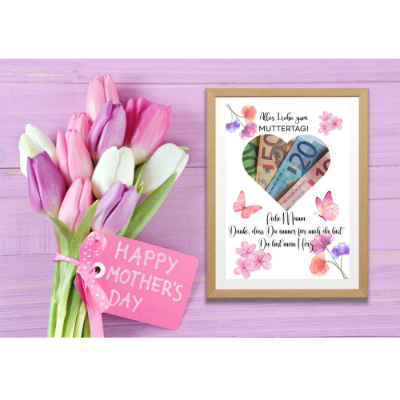 Muttertag Geldgeschenk Digital - Wunscherfüller zu Muttertag,  A4 , Sofort Download, Zum Ausdrucken, Last-Minute