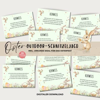Ostern Schnitzeljagd Outdoor für Kinder, Osterschatzsuche für den Garten inkl. Urkunde zum Ausdrucken