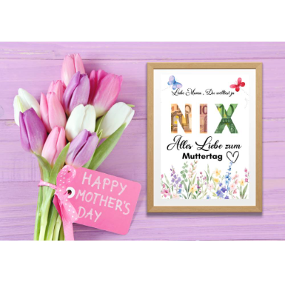 Muttertag Geldgeschenk Digital - Wunscherfüller zu Muttertag,  A4 , Sofort Download, Zum Ausdrucken, Last-Minute