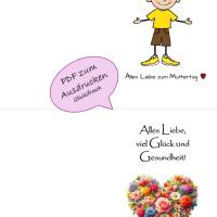 Muttertagskarte und Glückwunschkarte, Bub, PDF zum Ausdrucken Bild 1