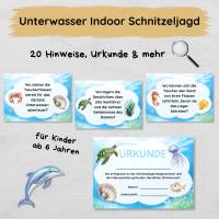 Unterwasser Indoor Schnitzeljagd mit 20 Hinweisen für Zuhause, Urkunde, Geschichte & mehr, Schatzsuche für Kinder ab 6 Bild 1