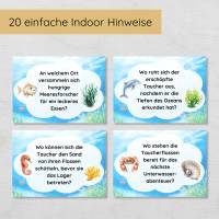Unterwasser Indoor Schnitzeljagd mit 20 Hinweisen für Zuhause, Urkunde, Geschichte & mehr, Schatzsuche für Kinder ab 6 Bild 3