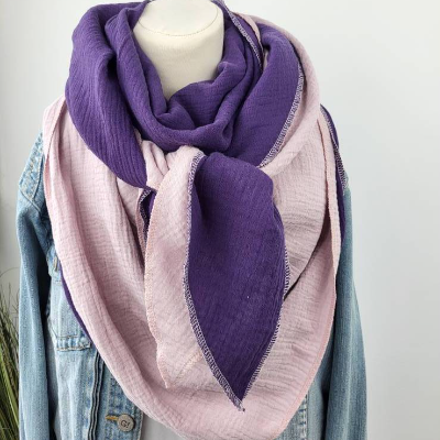 2 Musselintücher in Altrose & Lila,  Sommerkollektion, Mix deine Tücher, Dreieckstuch, Musselinschal,