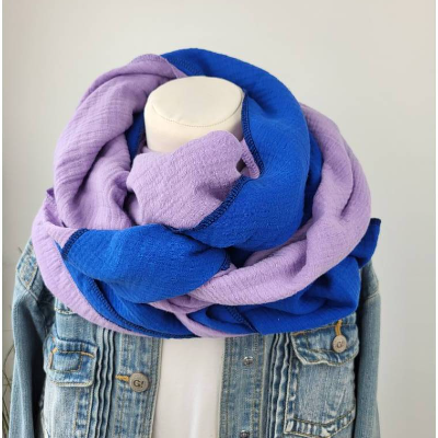 2 Musselintücher in Royalblau & Flieder,  Mix deine Tücher, Dreieckstuch, Musselinschal, weich, Herbst/Winter