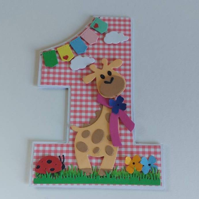 Glückwunschkarte zum 1. Geburtstag, Geburtstagskarte für Mädchen