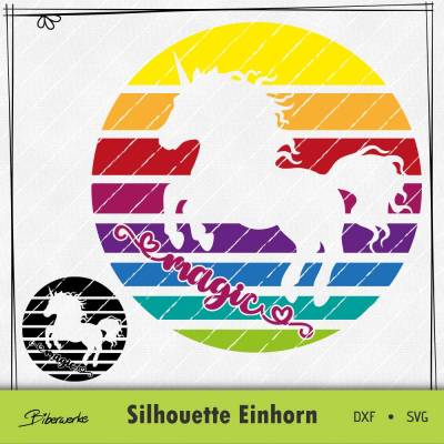 Silhouette Einhorn SVG DXF für Plotter - auch zum Drucken oder sublimieren - Plotterdatei Biberwerke