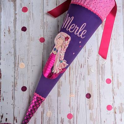 Schultüte aus Stoff Meerjungfrau Nixe mit Flosse