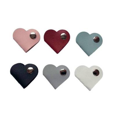 2er-Set Kabelorganizer Kabelbinder Herz aus Kunstleder - Farbe nach Wahl