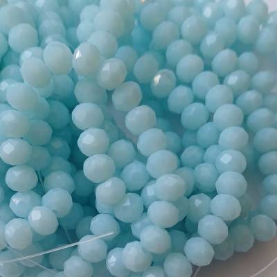 1 Strang Glasschliffperlen 6x4mm Strang bleu jade (1378)