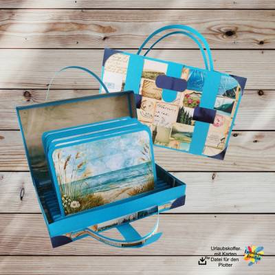 Plotterdatei Urlaubskoffer mit Karten – Kreative Reisebox 19 x 12 x 3,6 cm als digitale Datei