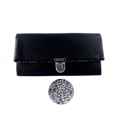 Geldbörse Portemonnaie Kunstleder Marine Blumen - Mrs. Manny Maxi