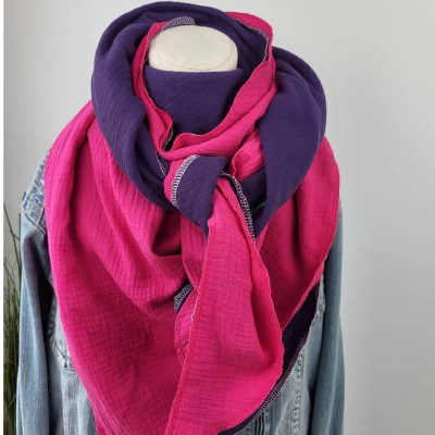 2 Musselintücher in Pink & Lila,  Sommerkollektion, Mix deine Tücher, Dreieckstuch, Musselinschal,