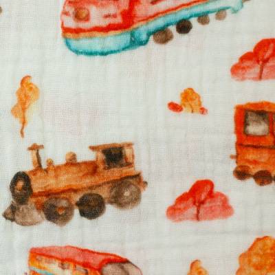 Musselin Double Gauze Züge, terracotta/weiß Oeko-Tex Standard 100 (1m/12,- €)