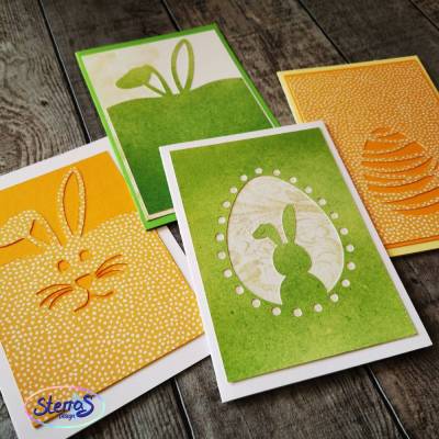 Osterkarten Plotterdatei • 4 Designs als Kartenaufleger • Osterei Hase Deko • SVG DXF PNG • DIY Osterbasteln